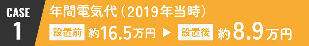 CASE1：設置前16.5万／設置後8.9万