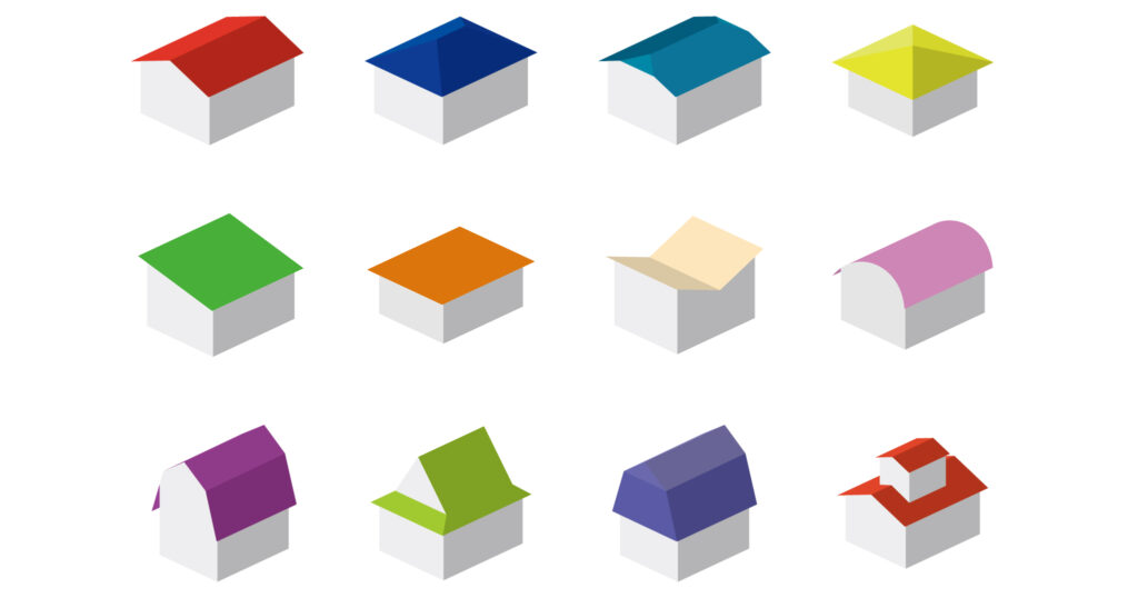 切妻や寄棟、片流れなどい12種類の屋根のイラスト