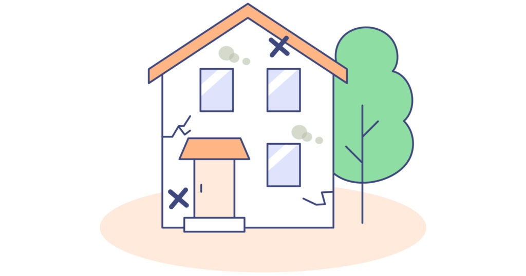 外壁や屋根が傷んでいる画像