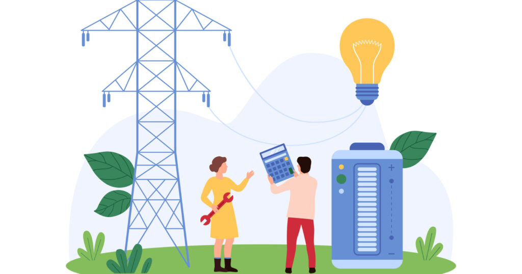 電気を貯めているイラスト